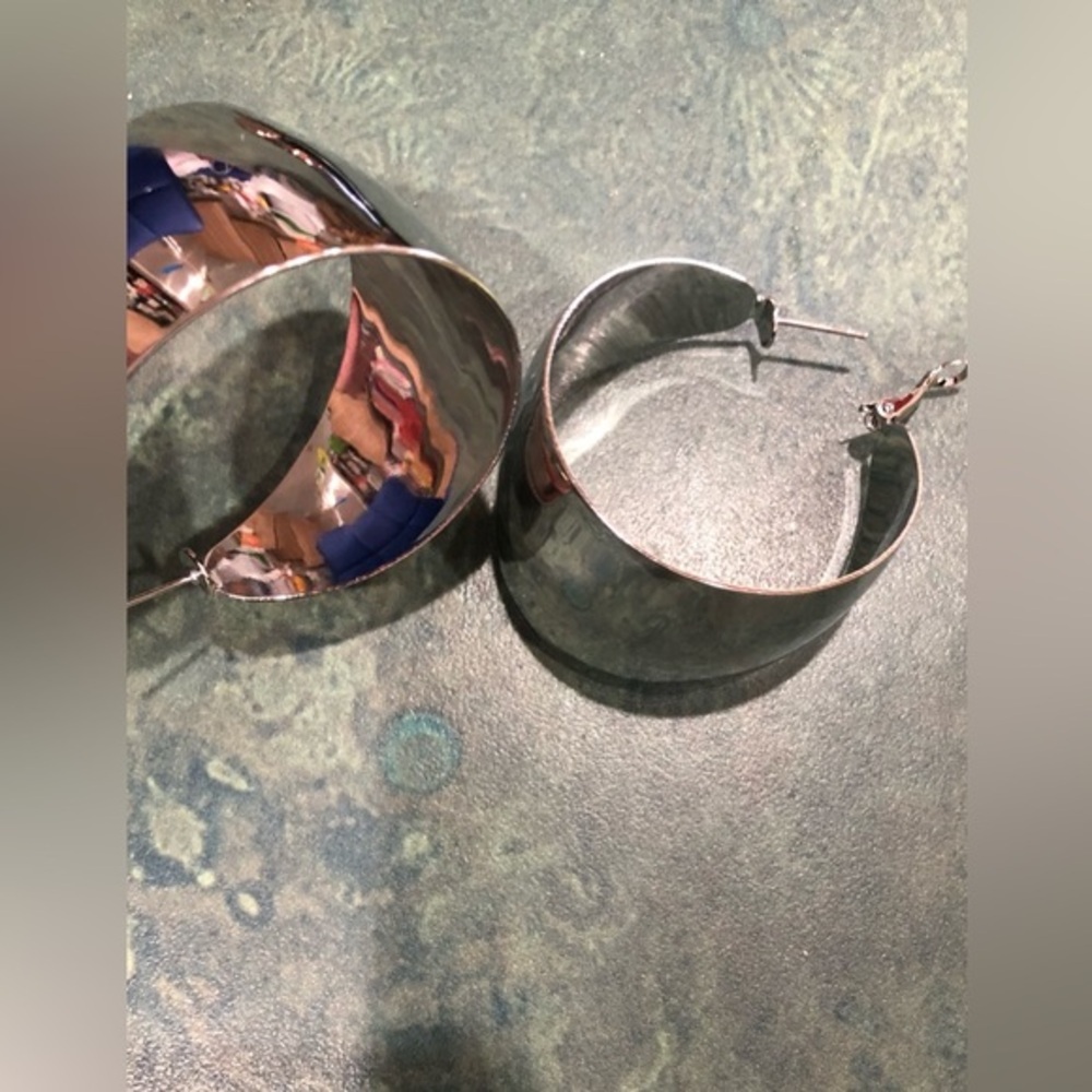 Natasha couture Oversized silver plated hollow half moon earrings new - Picture 4 of 16